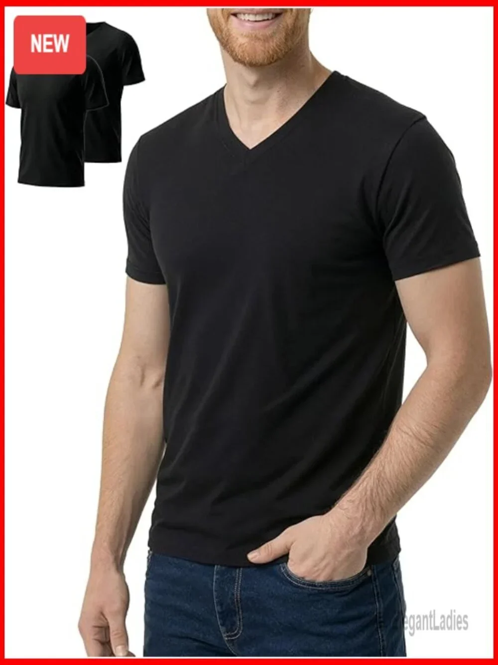 Men's Slim Fit Merino Wool V-Neck Tee 2-Pack Base Layer Activewear
